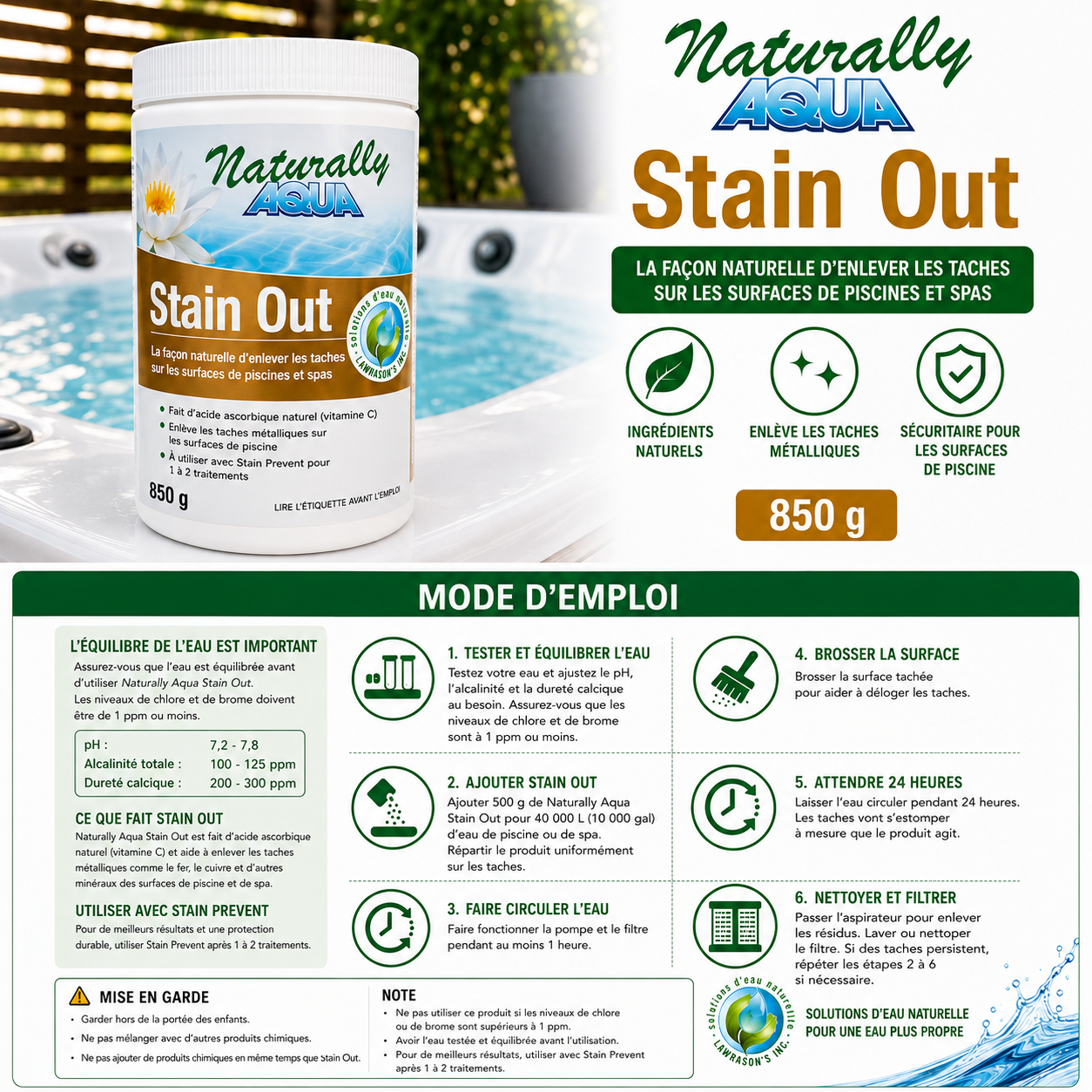 Stain Out – Éliminateur de taches minérales (850 g)