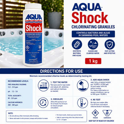 Aqua Shock 65 % – Chlore choc granulé piscine 1 kg