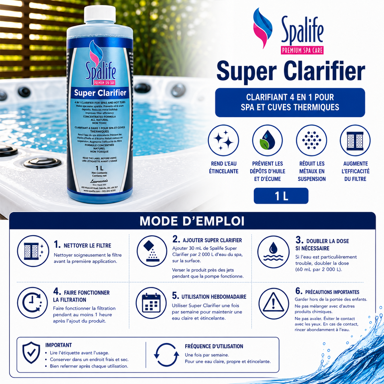 Spa Life Super Clarifier 1 L – Clarifiant pour spa
